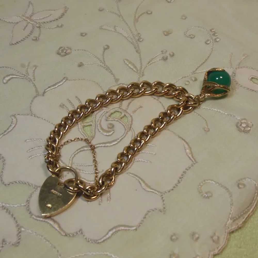 Antique English 9 Kt Gold Curb Link Bracelet with… - image 5