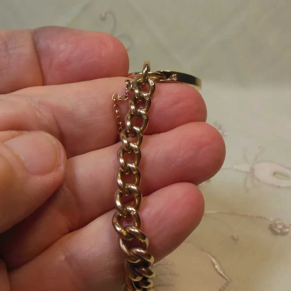 Antique English 9 Kt Gold Curb Link Bracelet with… - image 7