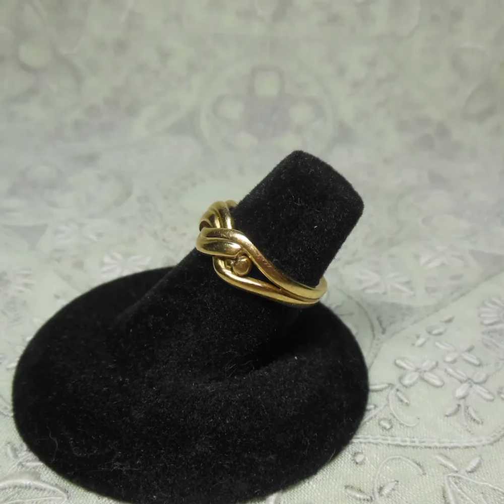 18 Kt Gold Love Knot Band Ring-English HM 1896 - image 2