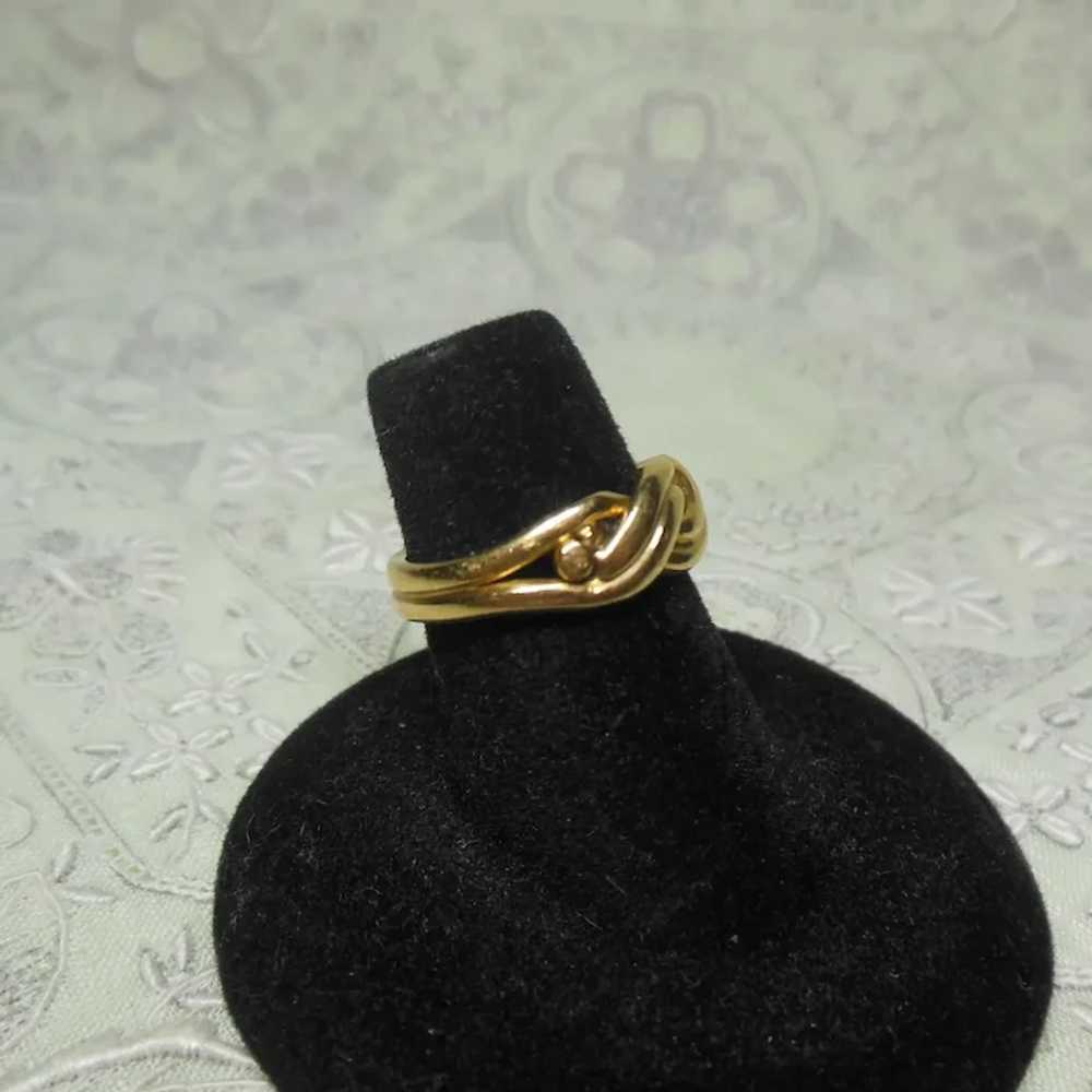 18 Kt Gold Love Knot Band Ring-English HM 1896 - image 3