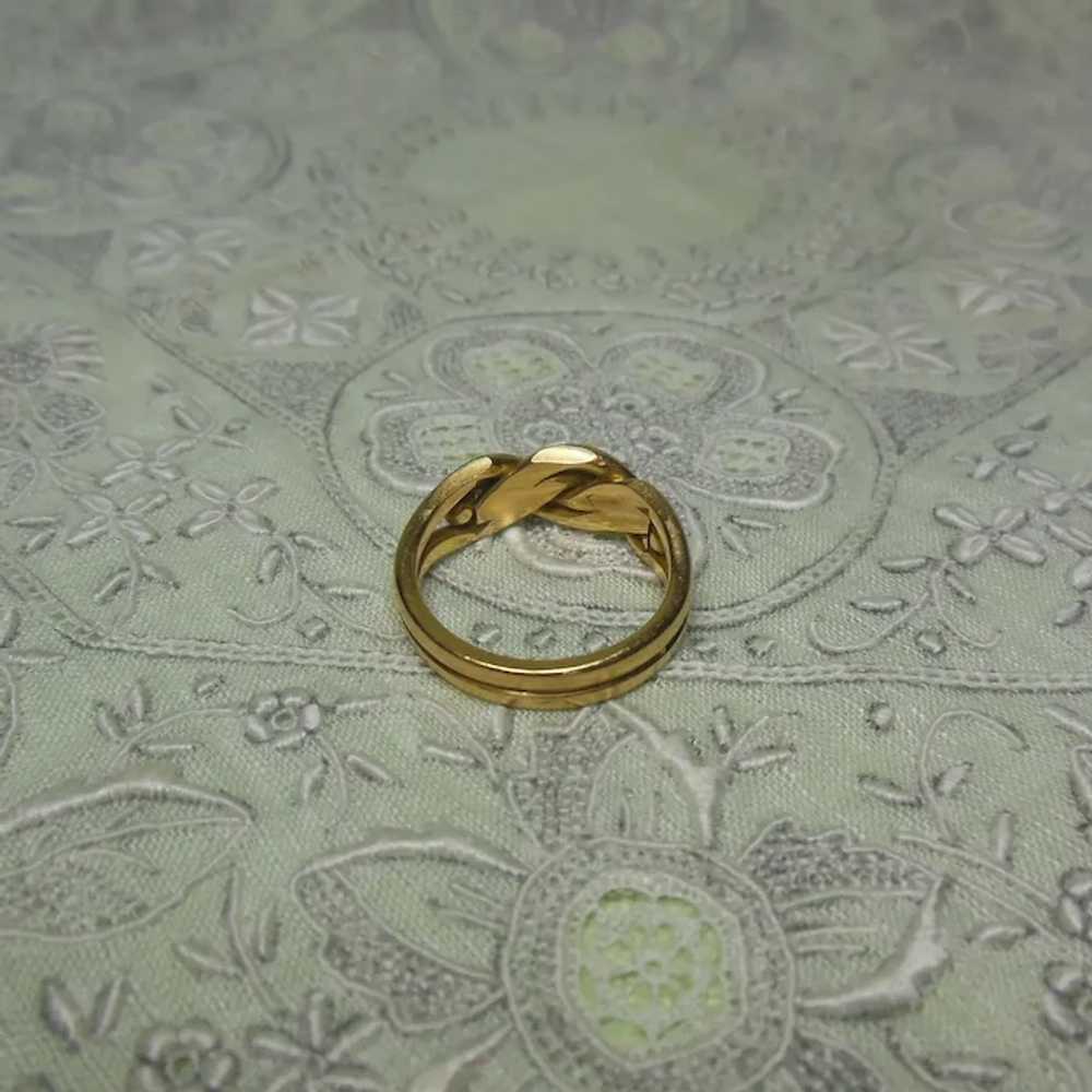 18 Kt Gold Love Knot Band Ring-English HM 1896 - image 4