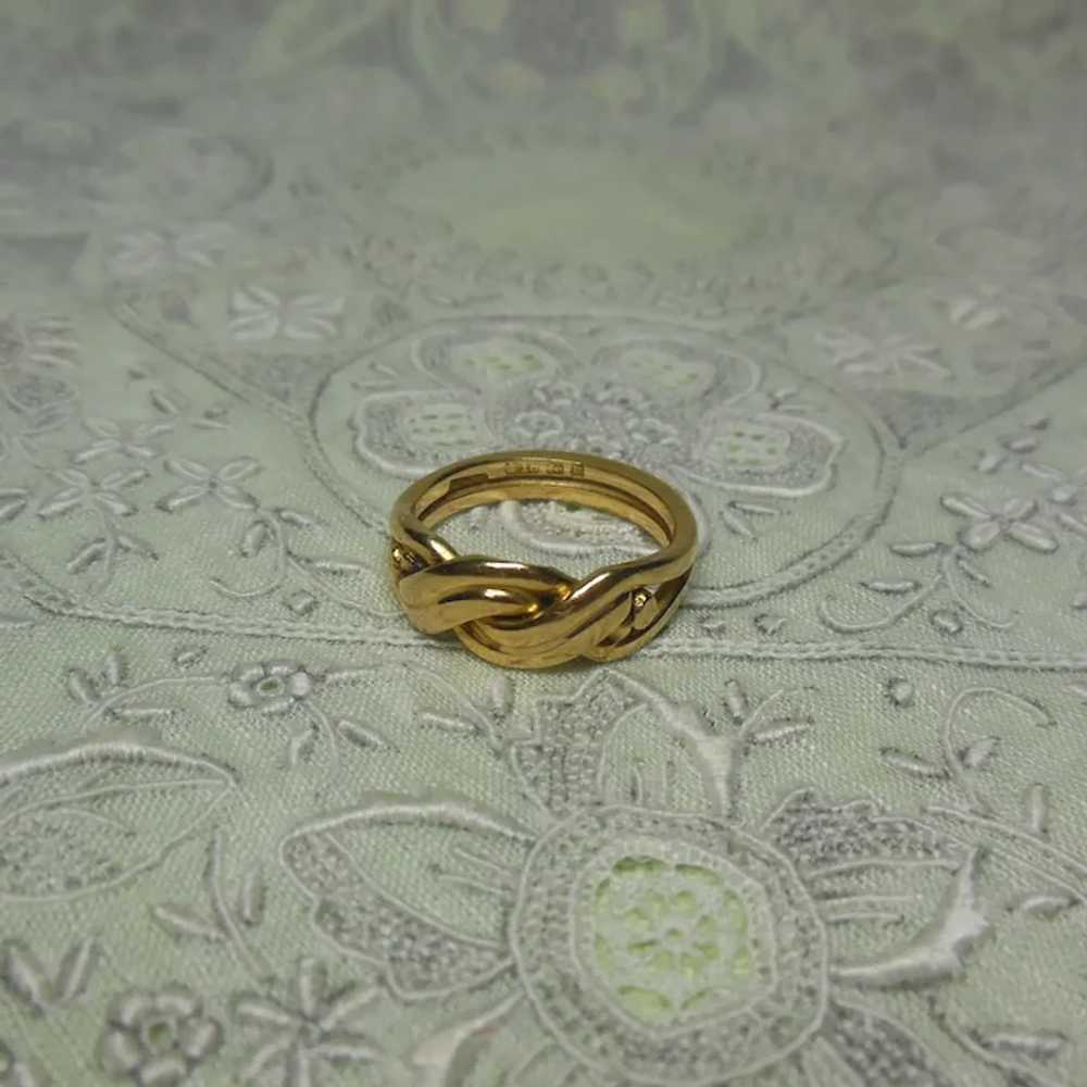 18 Kt Gold Love Knot Band Ring-English HM 1896 - image 5