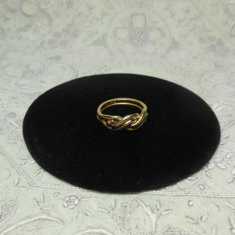 18 Kt Gold Love Knot Band Ring-English HM 1896 - image 7