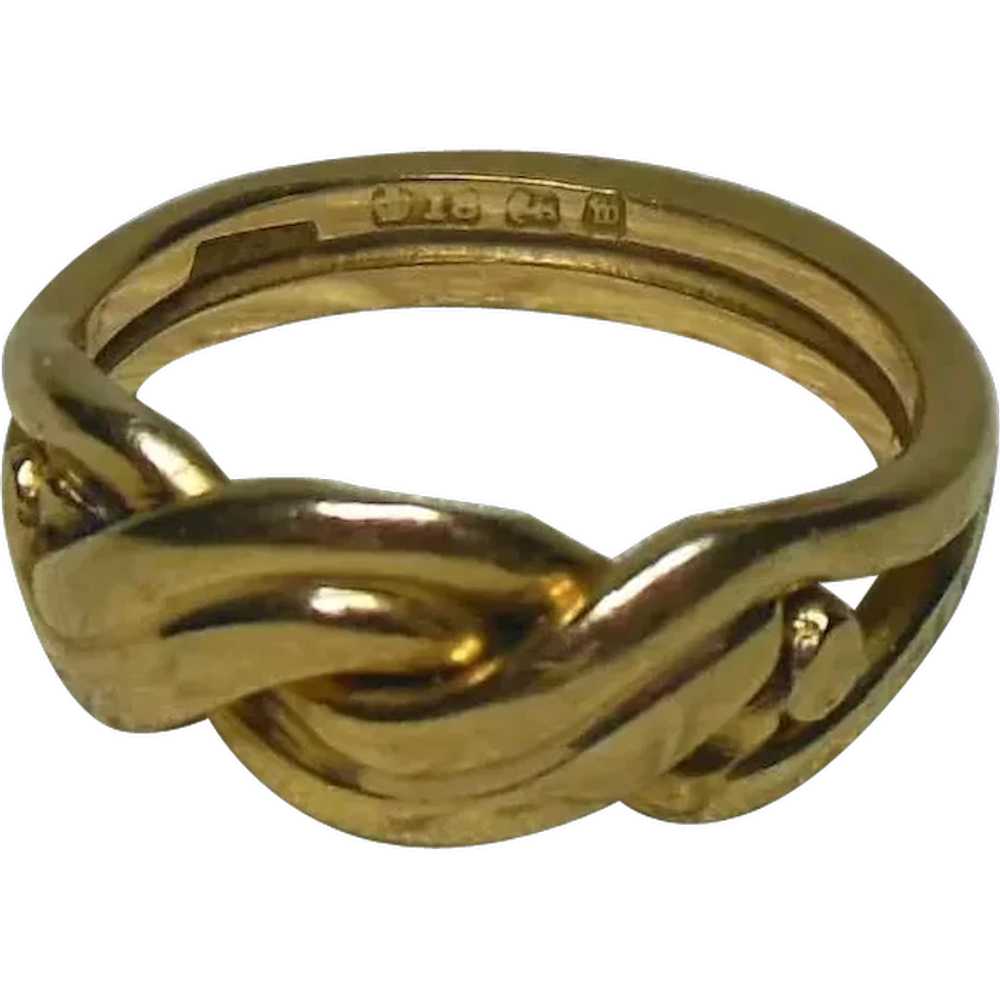 18 Kt Gold Love Knot Band Ring-English HM 1896 - image 8