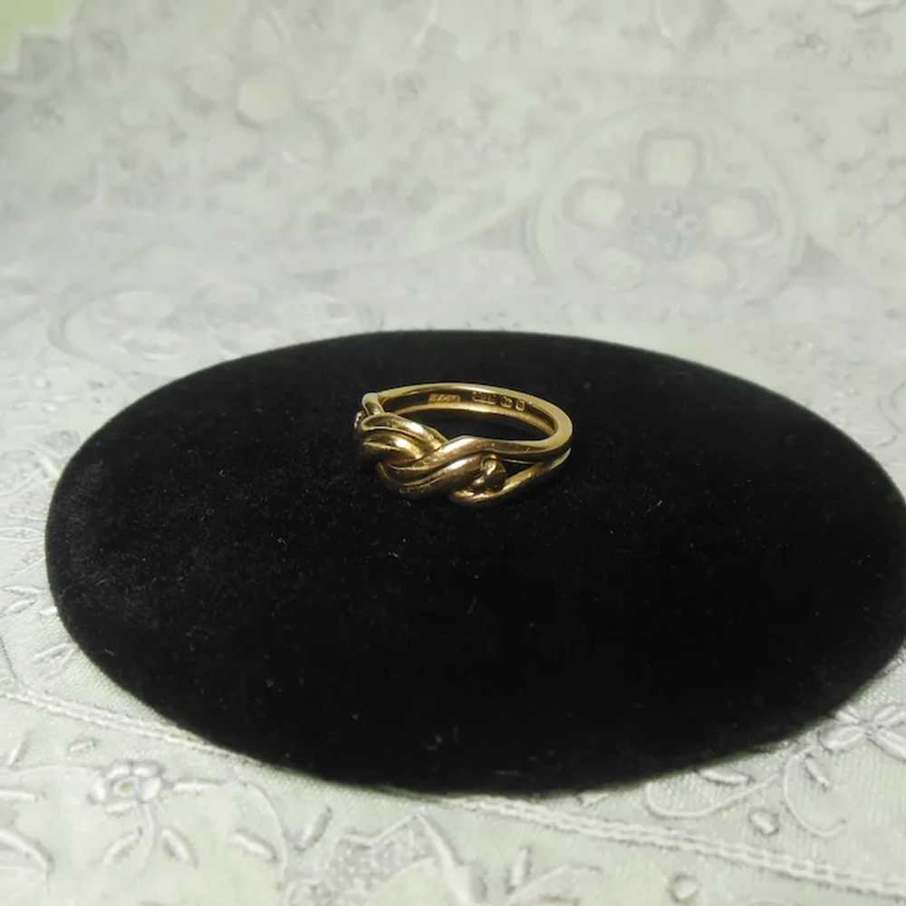 18 Kt Gold Love Knot Band Ring-English HM 1896 - image 9