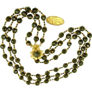 ~c.1950's De MARIO 3-Strand Necklace ~ Vintage Bl… - image 1