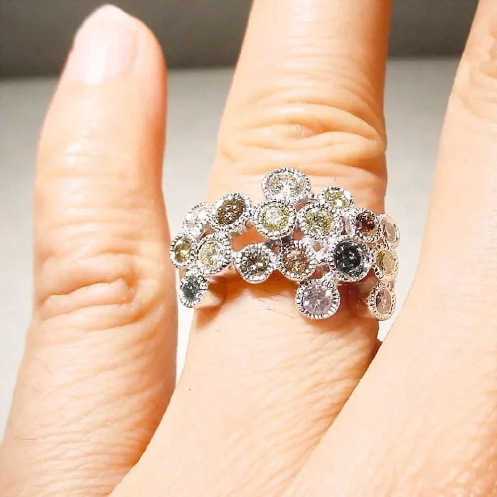 Dazzling Colored Diamond Ring 18K Ruffled Bubbles - image 6