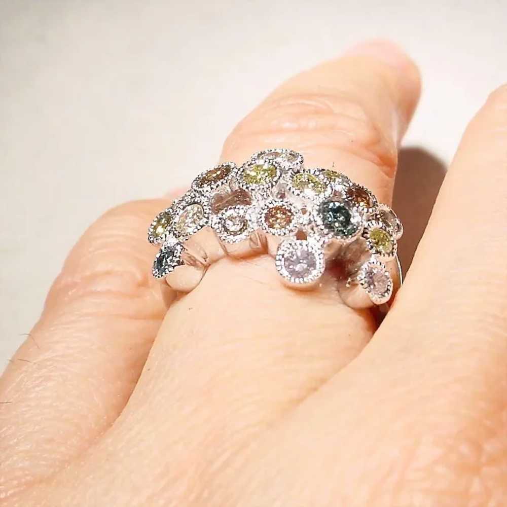 Dazzling Colored Diamond Ring 18K Ruffled Bubbles - image 7