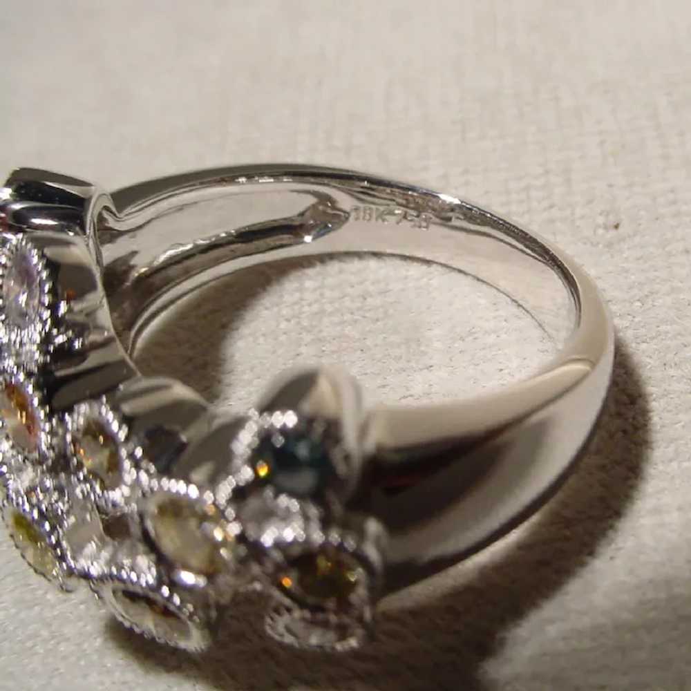 Dazzling Colored Diamond Ring 18K Ruffled Bubbles - image 8