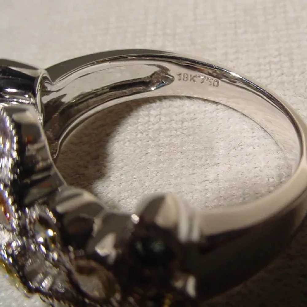 Dazzling Colored Diamond Ring 18K Ruffled Bubbles - image 9