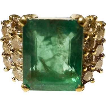 Emerald Diamond Ring 18K Collectible 8 Ct.