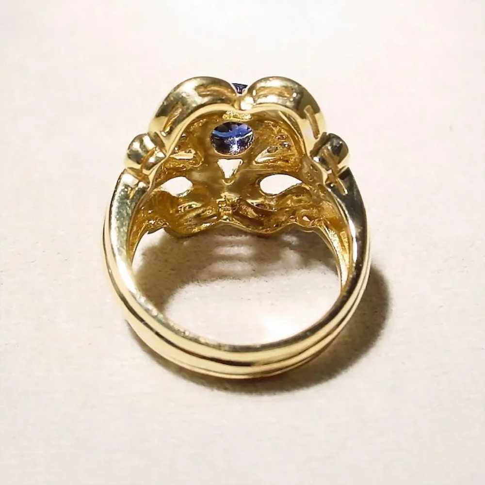 Luxurious Blue Sapphire Diamond Ring 18K - image 4