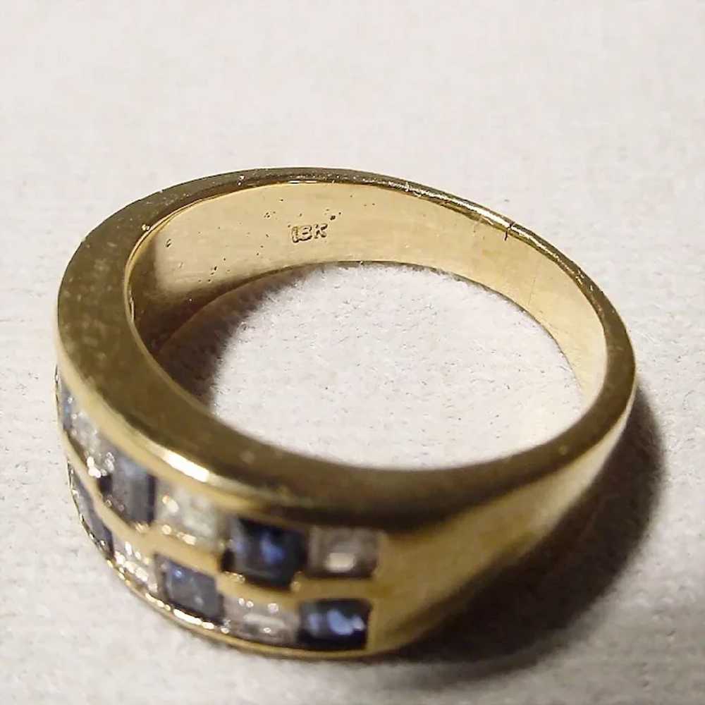 Awesome Patterned Squared Sapphire Diamond Ring 1… - image 4