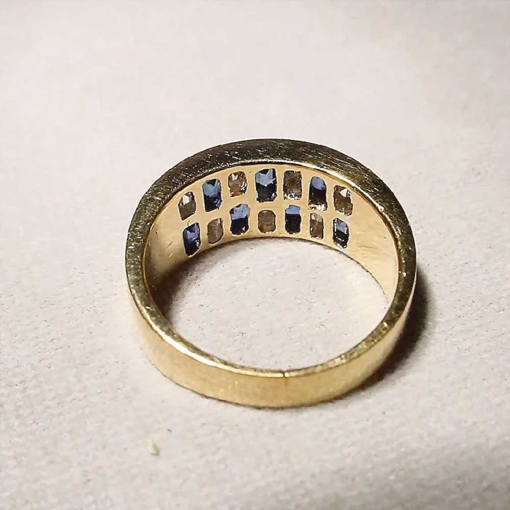 Awesome Patterned Squared Sapphire Diamond Ring 1… - image 6
