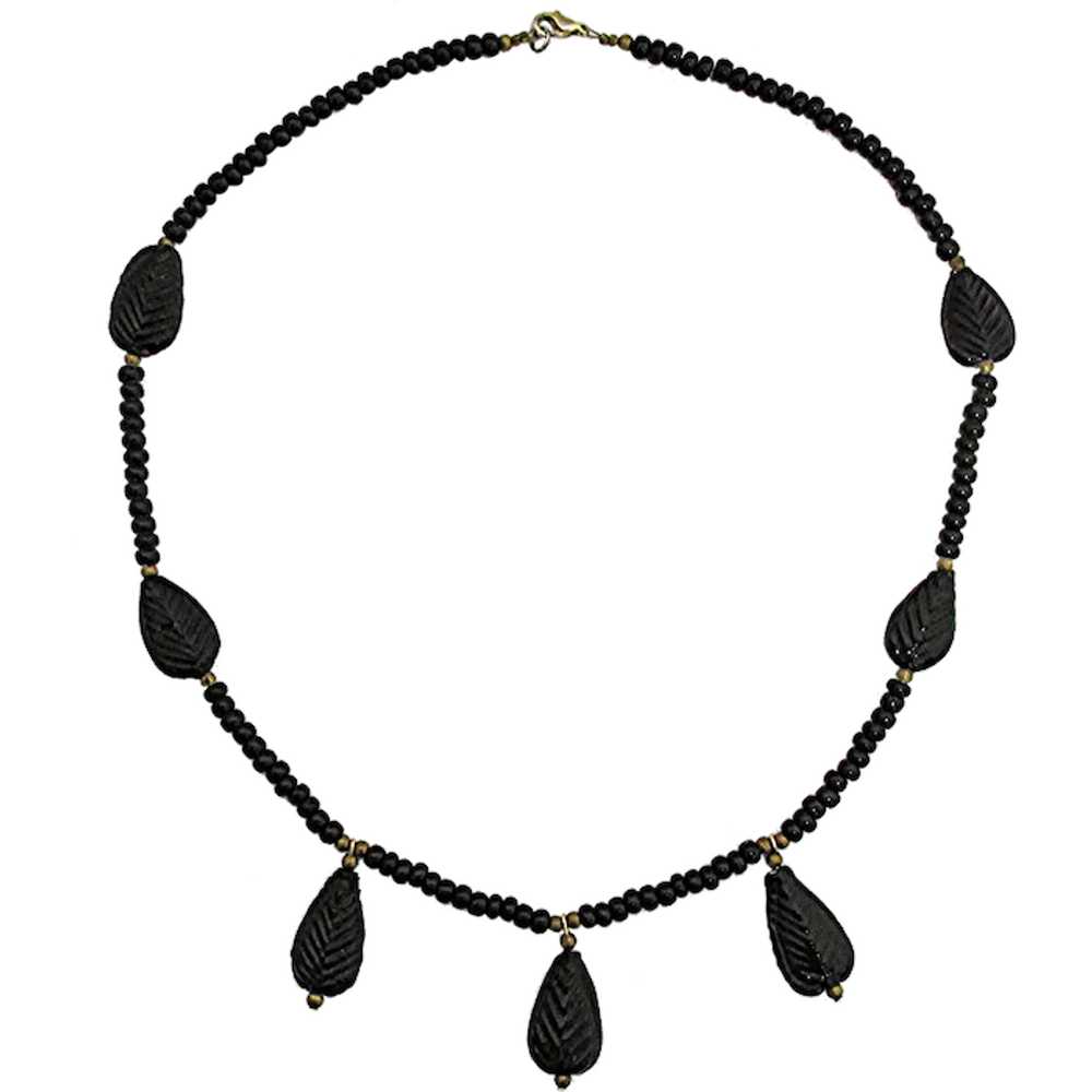 Black Glass Art Nouveau Necklace - image 1