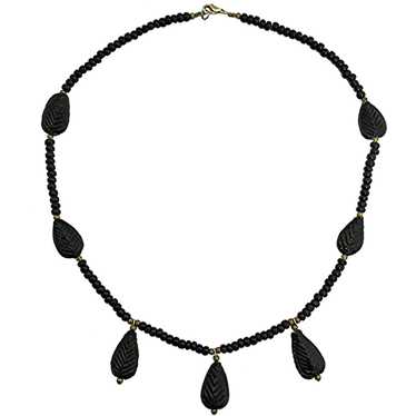 Black Glass Art Nouveau Necklace - image 1