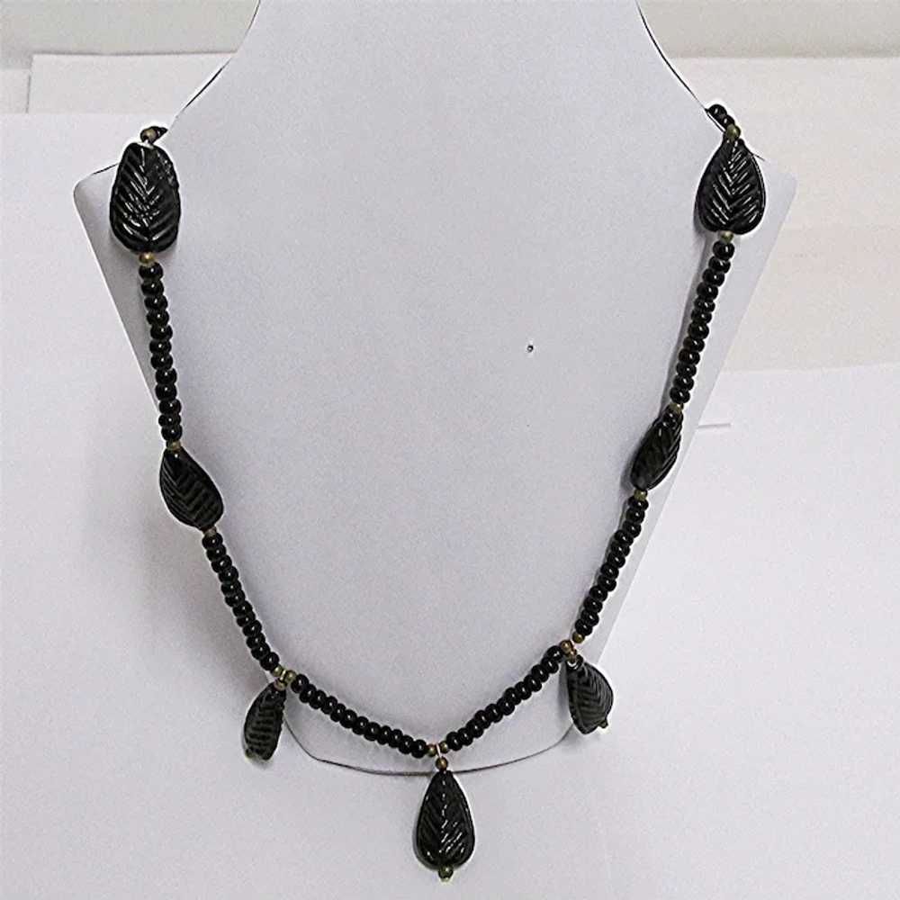 Black Glass Art Nouveau Necklace - image 6
