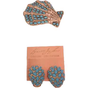 Vintage Kenneth Jay Lane Clip On Earrings and Bro… - image 1