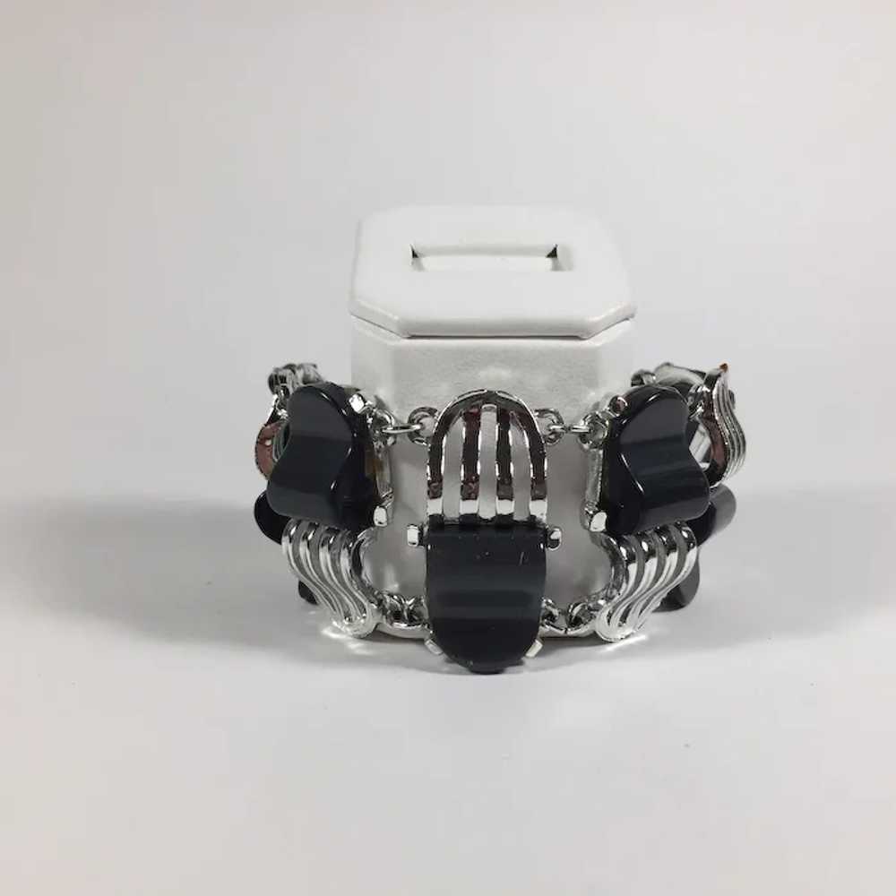 Mid-Century Modern Bracelet in Silver Tone and Ch… - image 8