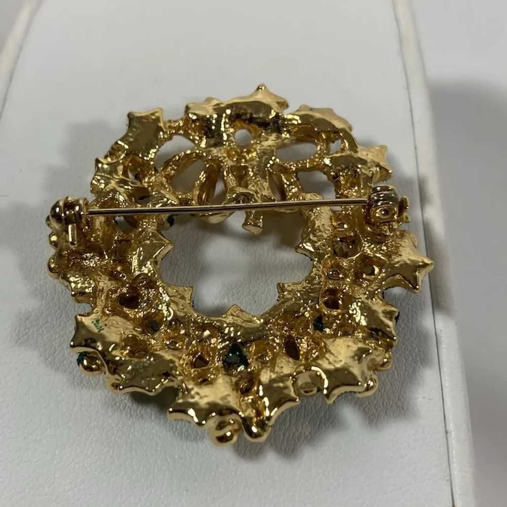 Sparkly Christmas Holly Wreath Pin - image 4