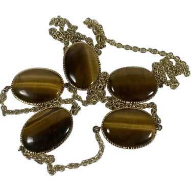 Tiger's Eye Ovals on Gold Tone Chain - image 1