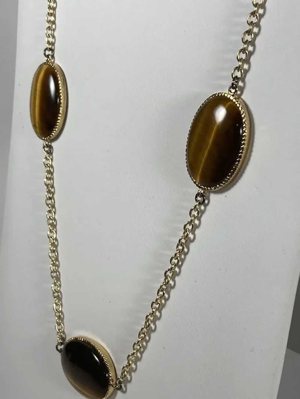 Tiger's Eye Ovals on Gold Tone Chain - image 3
