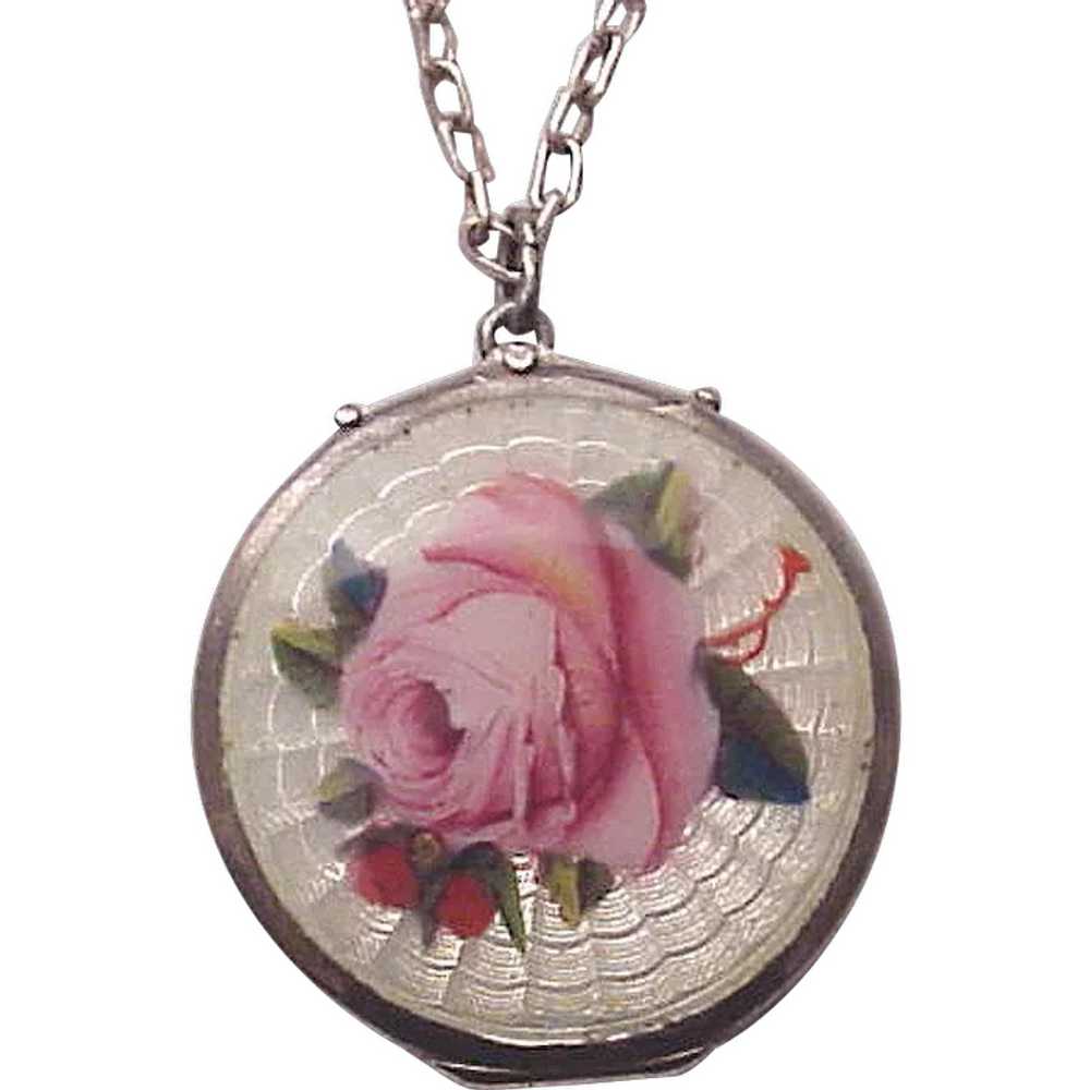 Sterling and Enamel Locket  - C. 1925 - image 1