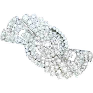 Art Deco 5CT Diamond Platinum Brooch Vintage - image 1