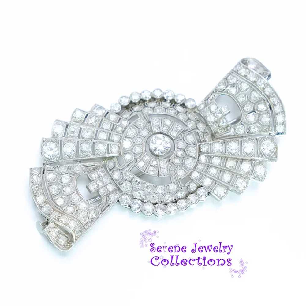 Art Deco 5CT Diamond Platinum Brooch Vintage - image 2