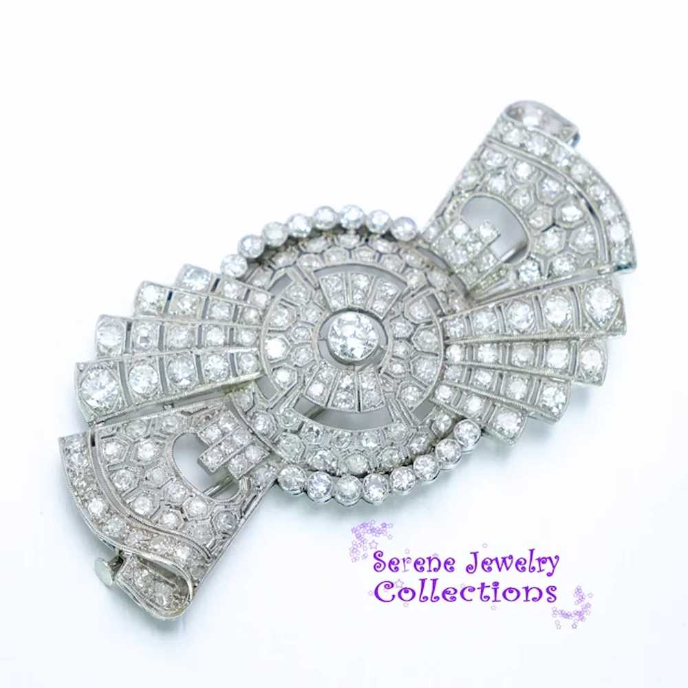 Art Deco 5CT Diamond Platinum Brooch Vintage - image 3