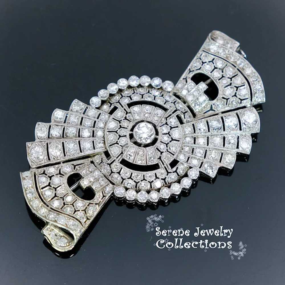 Art Deco 5CT Diamond Platinum Brooch Vintage - image 4