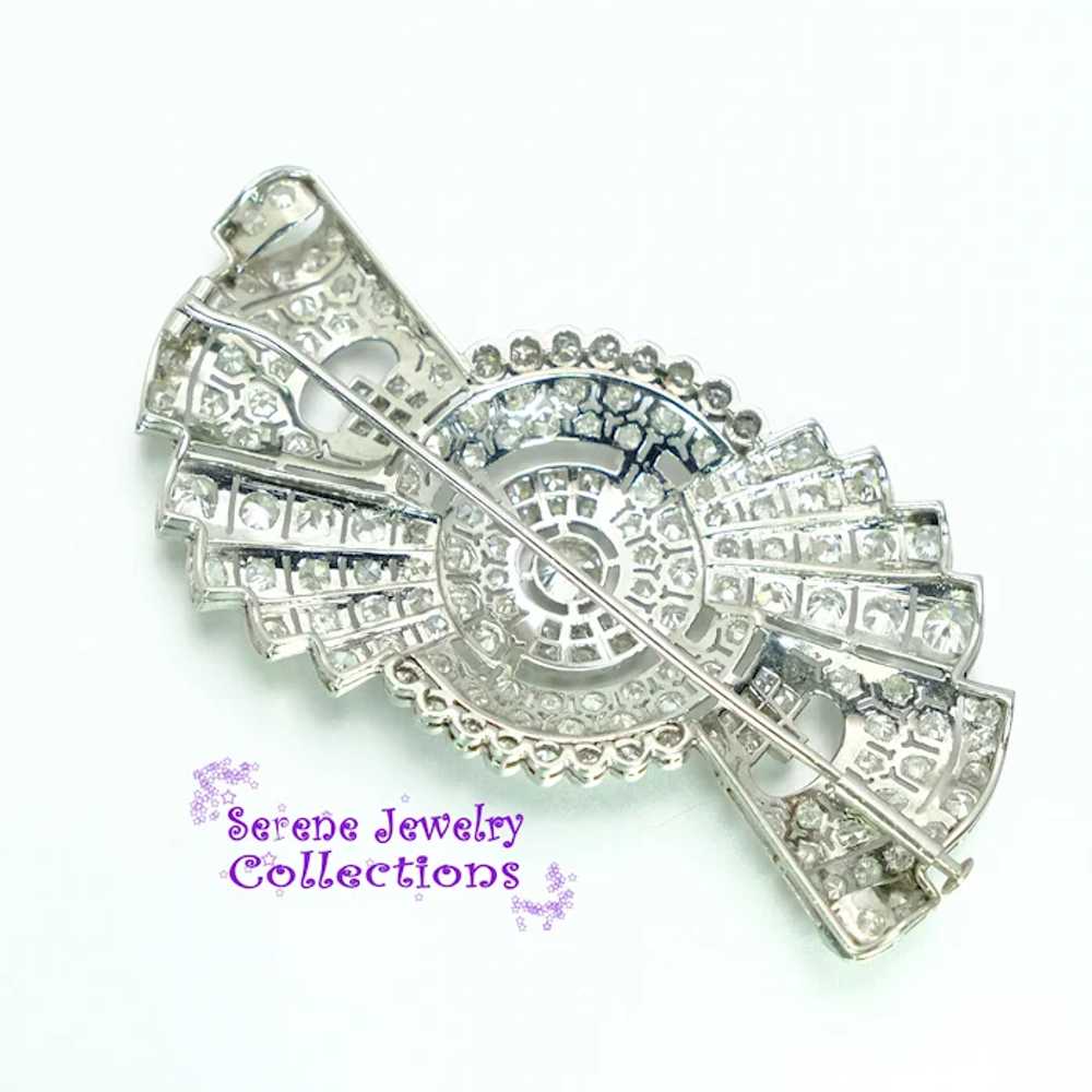 Art Deco 5CT Diamond Platinum Brooch Vintage - image 5