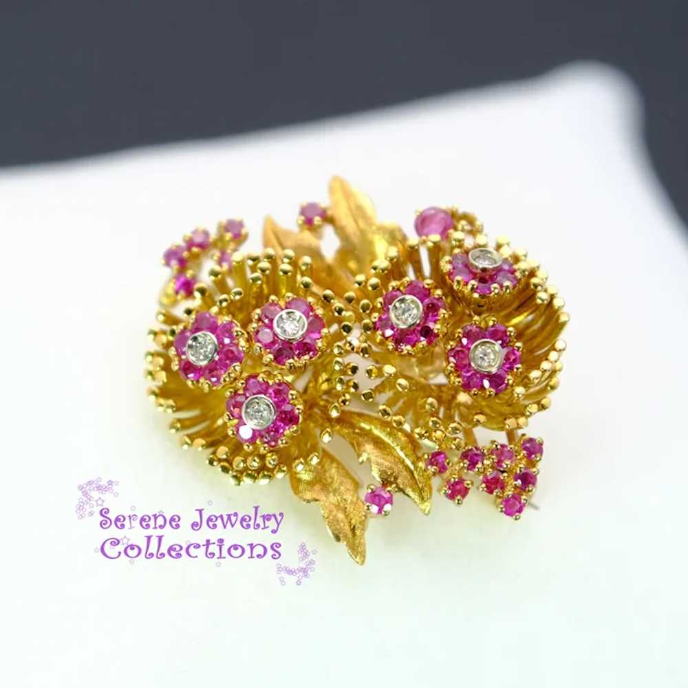 En Tremblant Ruby Diamond 18k Yellow Gold Flower … - image 3