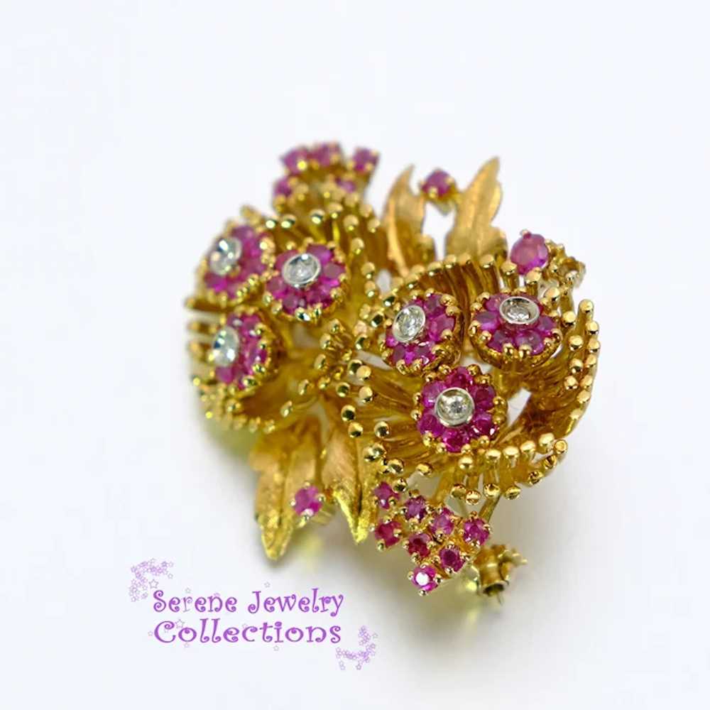 En Tremblant Ruby Diamond 18k Yellow Gold Flower … - image 6