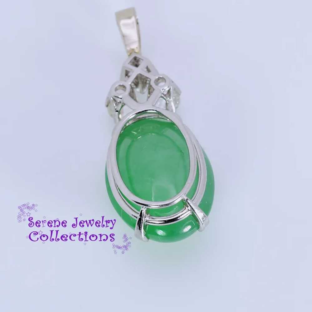 25CT A Jade Jadeite Diamond Platinum Vintage Pend… - image 2