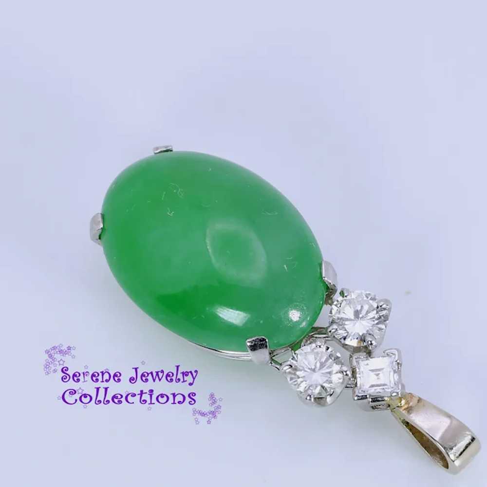 25CT A Jade Jadeite Diamond Platinum Vintage Pend… - image 3