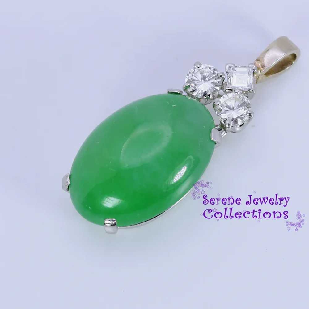25CT A Jade Jadeite Diamond Platinum Vintage Pend… - image 5