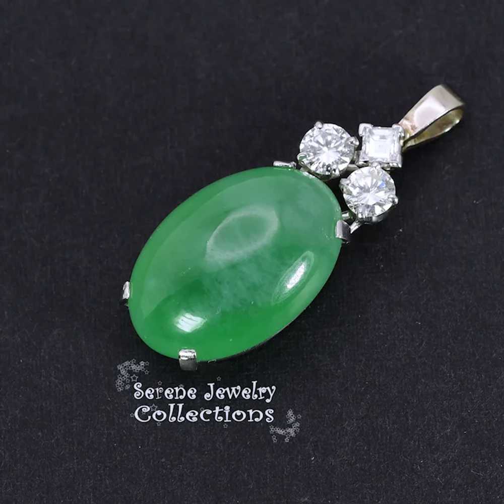 25CT A Jade Jadeite Diamond Platinum Vintage Pend… - image 7