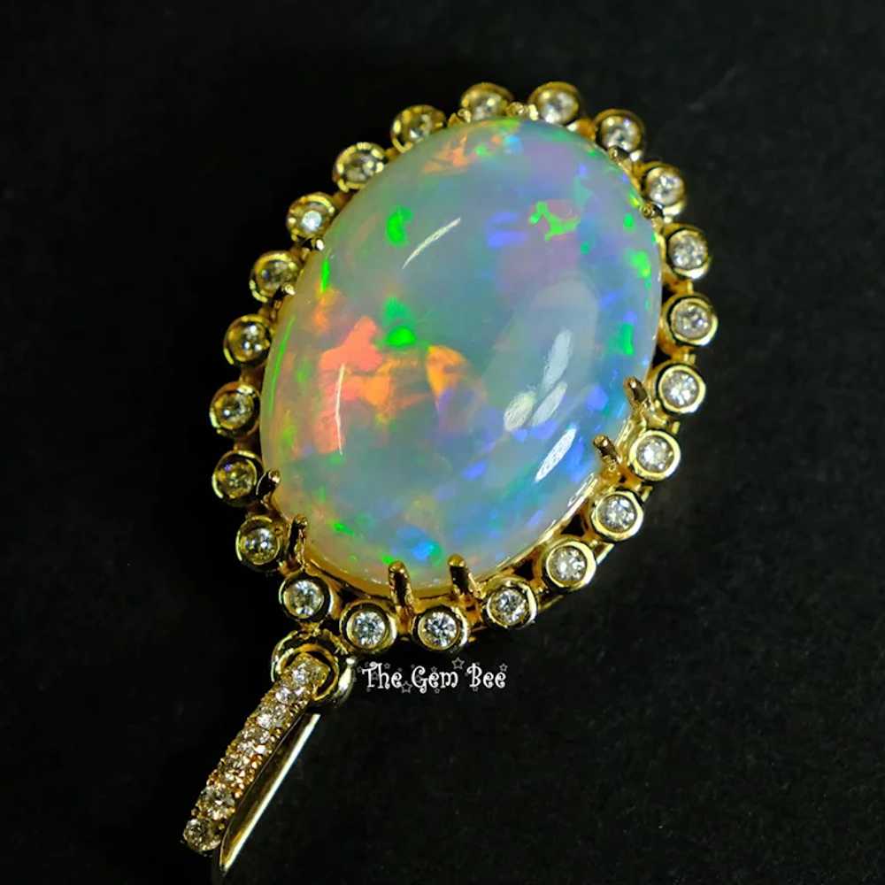 18k Solid Yellow Gold 26.81CT Oval Solid Opal 0.7… - image 11