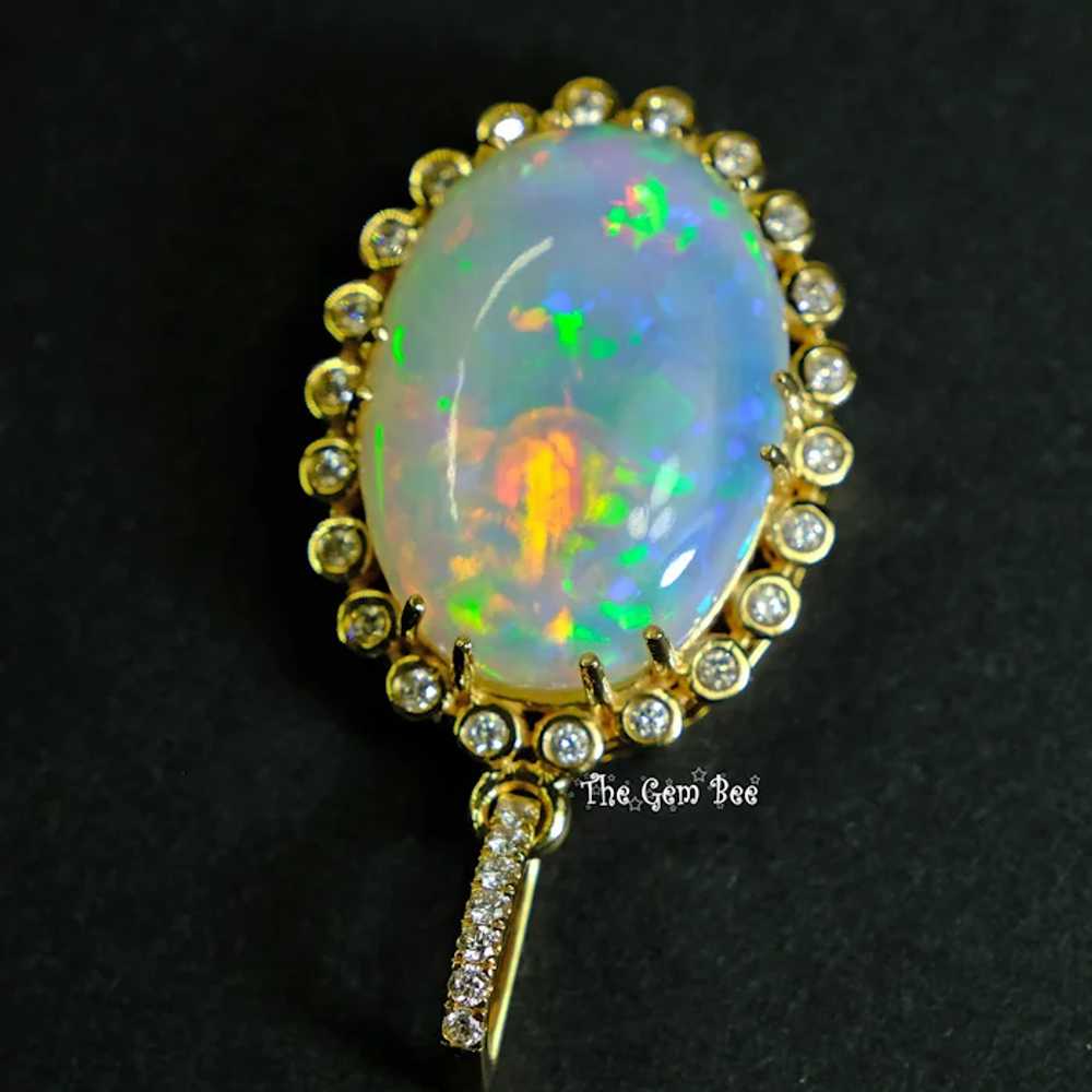 18k Solid Yellow Gold 26.81CT Oval Solid Opal 0.7… - image 12