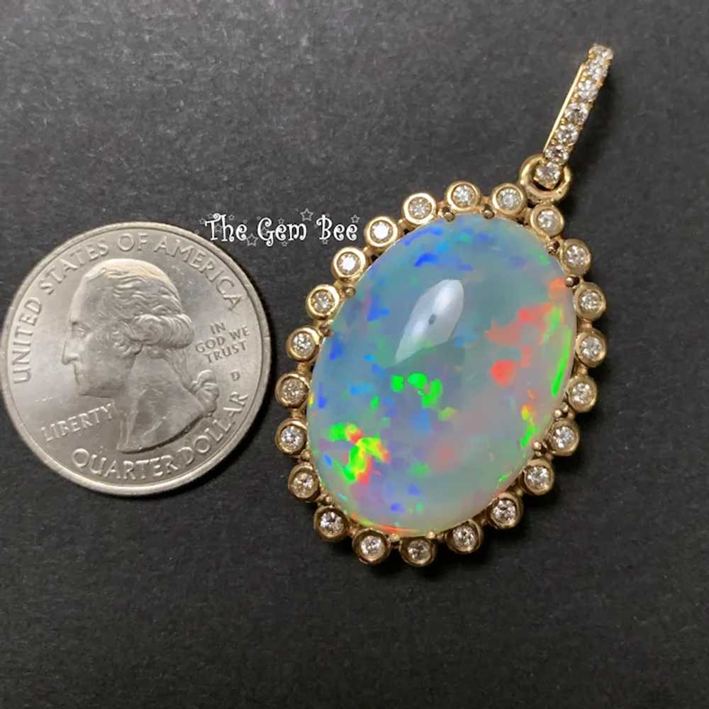 18k Solid Yellow Gold 26.81CT Oval Solid Opal 0.7… - image 3