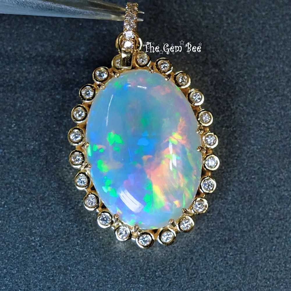 18k Solid Yellow Gold 26.81CT Oval Solid Opal 0.7… - image 4