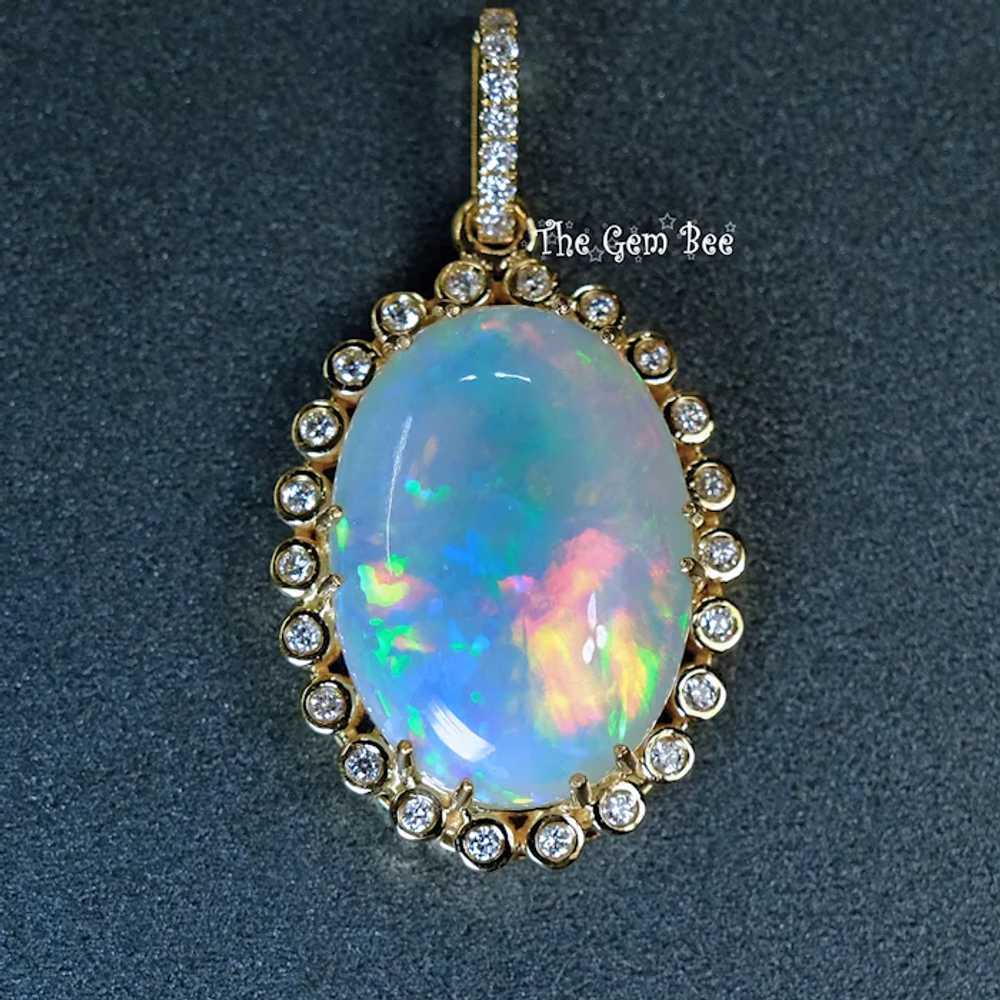 18k Solid Yellow Gold 26.81CT Oval Solid Opal 0.7… - image 6