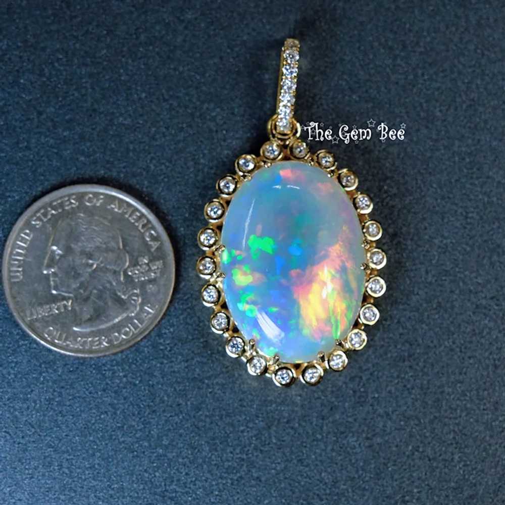 18k Solid Yellow Gold 26.81CT Oval Solid Opal 0.7… - image 8