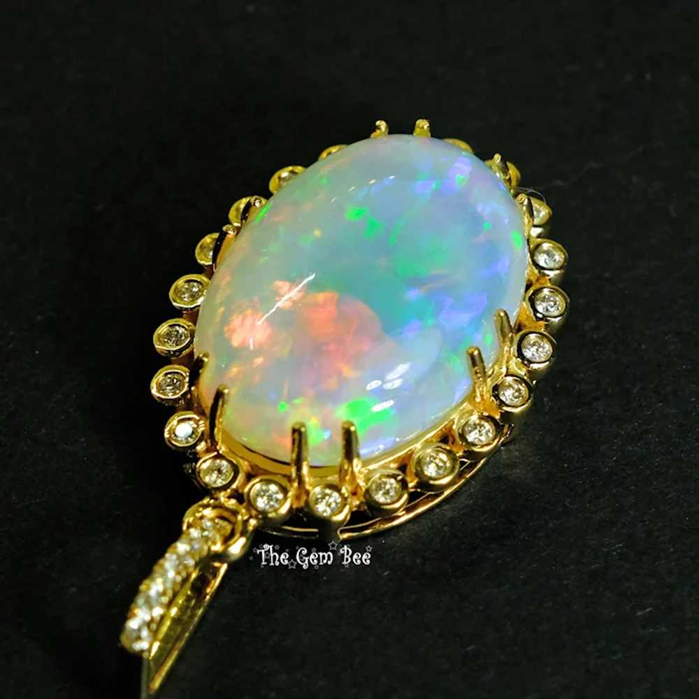 18k Solid Yellow Gold 26.81CT Oval Solid Opal 0.7… - image 9