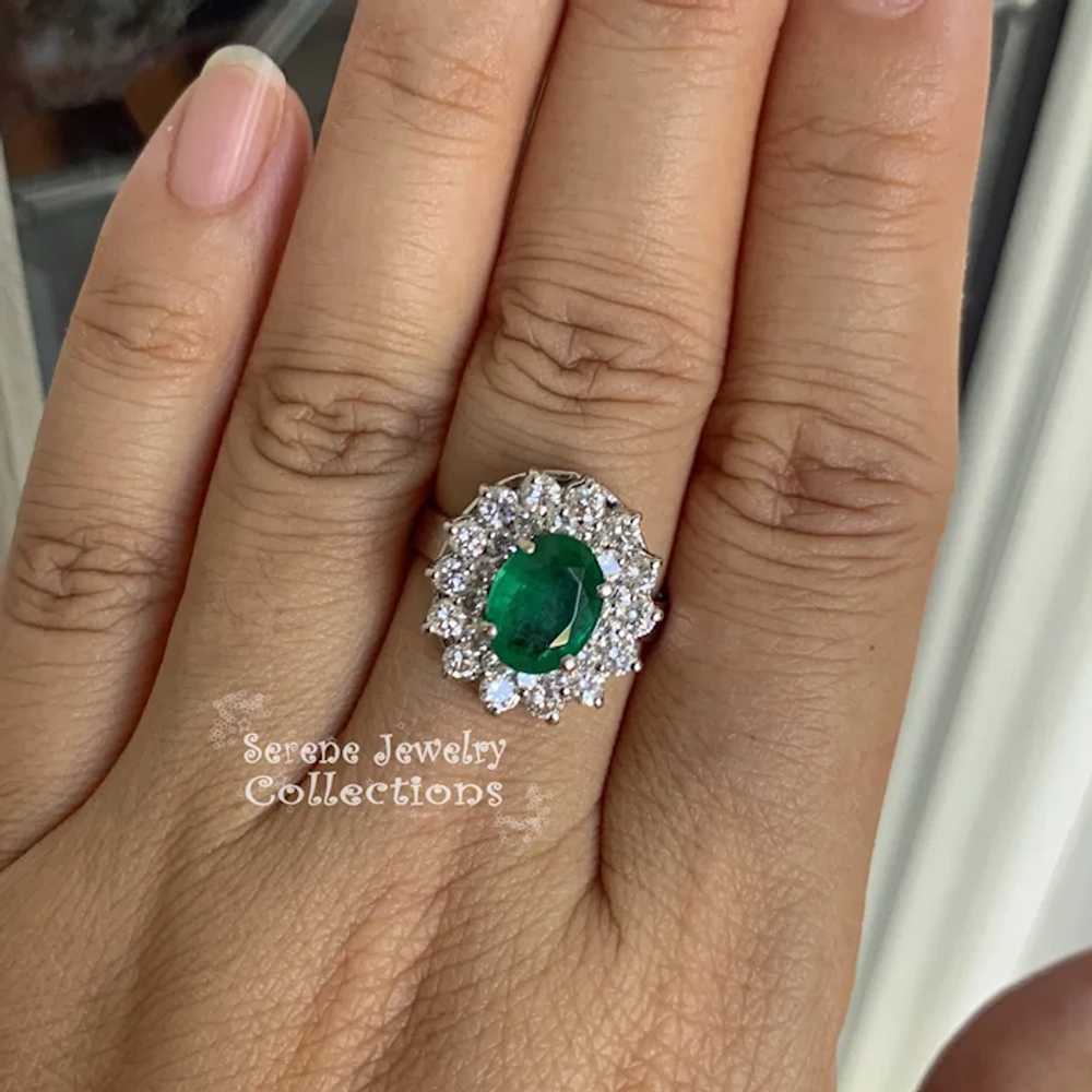 1.43CT Emerald Diamond 18k Solid Gold Ring Estate… - image 10