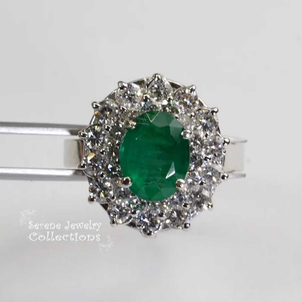 1.43CT Emerald Diamond 18k Solid Gold Ring Estate… - image 11