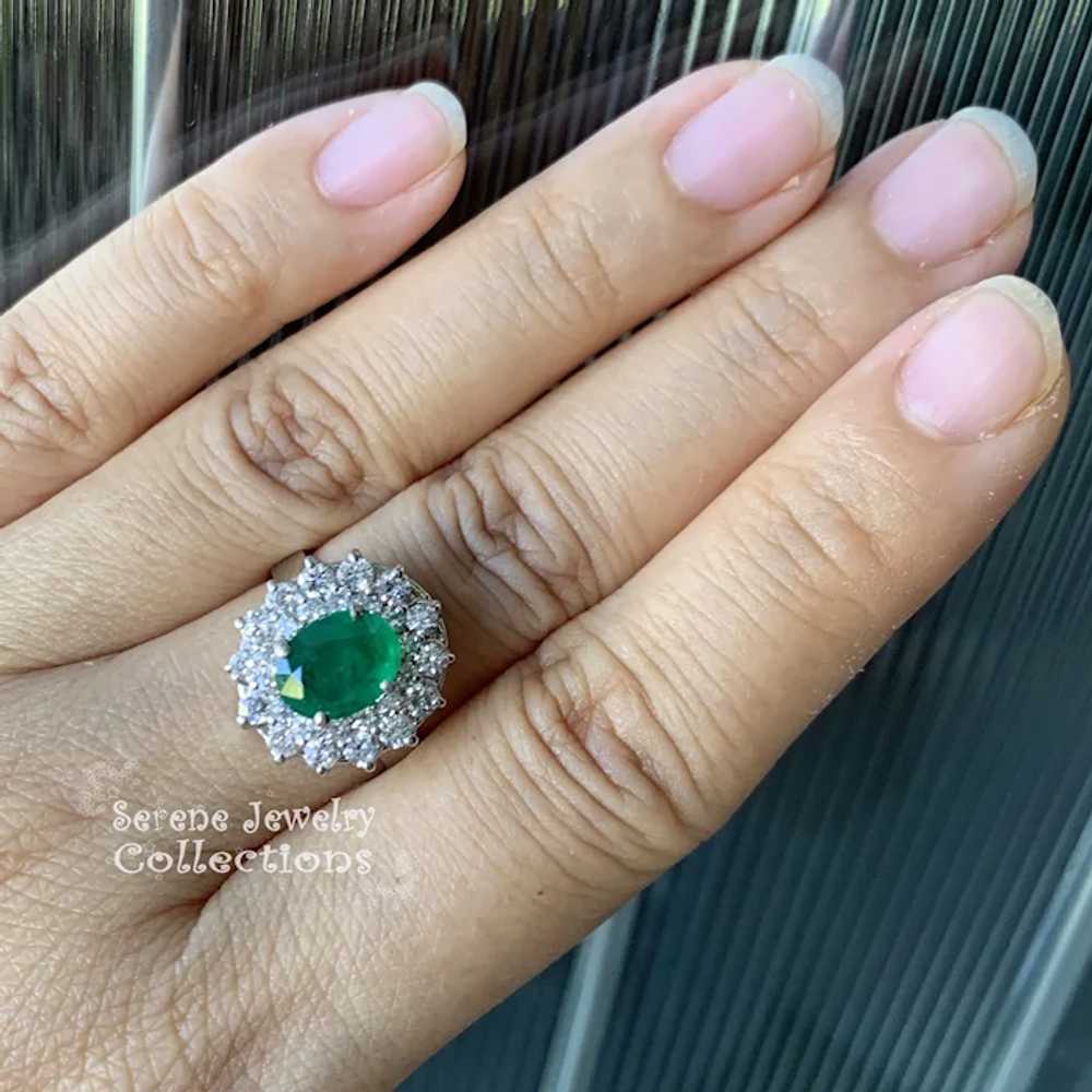 1.43CT Emerald Diamond 18k Solid Gold Ring Estate… - image 12