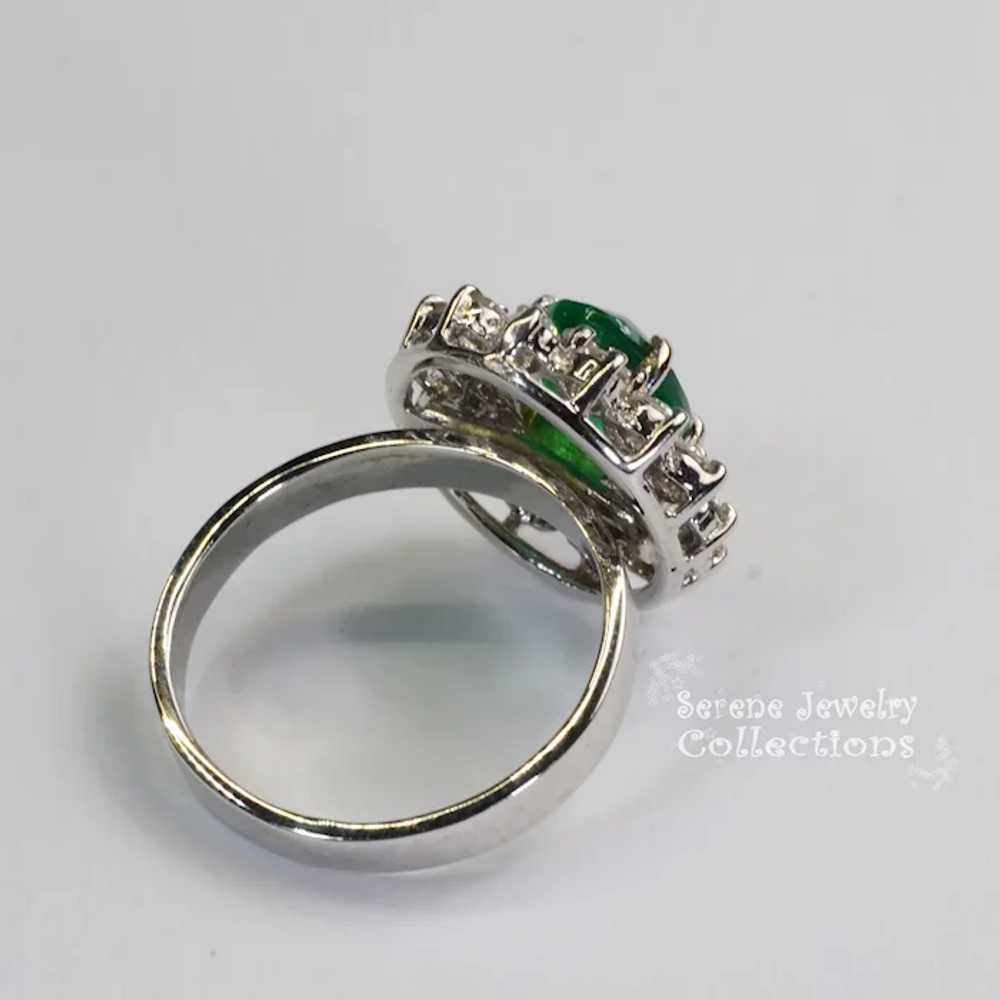 1.43CT Emerald Diamond 18k Solid Gold Ring Estate… - image 3