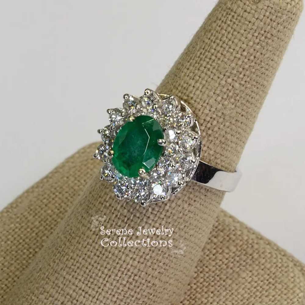 1.43CT Emerald Diamond 18k Solid Gold Ring Estate… - image 4